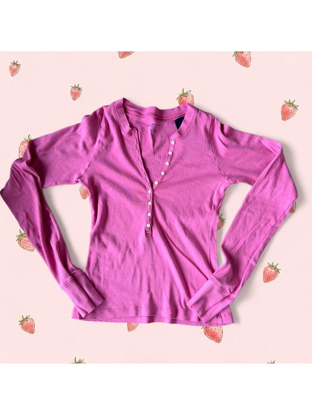 Brandy Melville pink long sleeve top with buttons